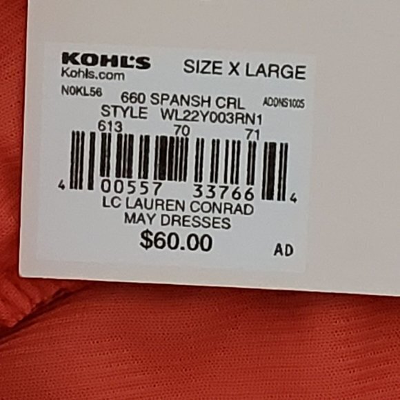 LC‎ Lauren Conrad Womens Size XL Orange Tiered Ruffle One-Shoulder Dress - Picture 5 of 6